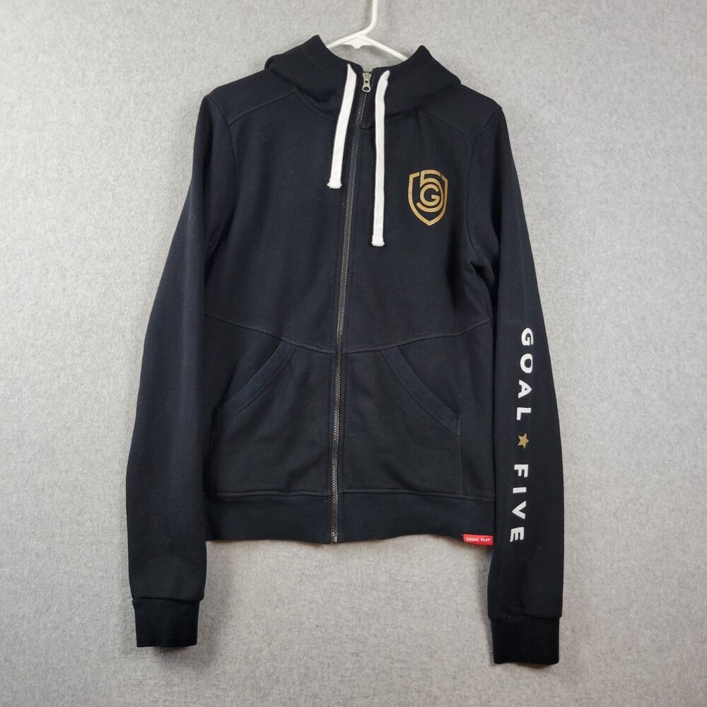 Goal Five Canada Soccer Black LS Zip Up Hoodie Sweatshirt Women's Large Pockets